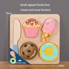 Kids playing with wooden puzzle pieces