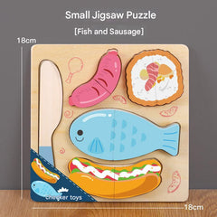 Magnetic puzzle board with assorted food items