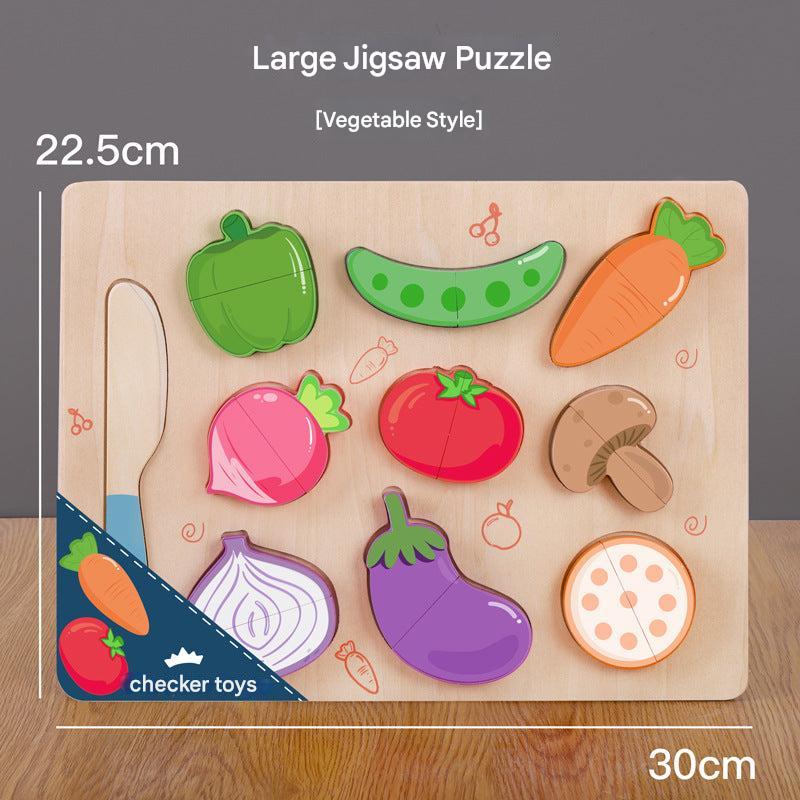Child engaged in pretend play with puzzles