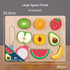 Magnetic wooden toy set laid out on a table