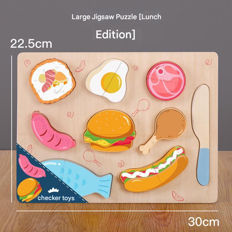 Magnetic wooden puzzle set with fruits and vegetables
