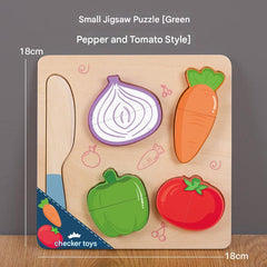 Child engaged in pretend play with puzzles