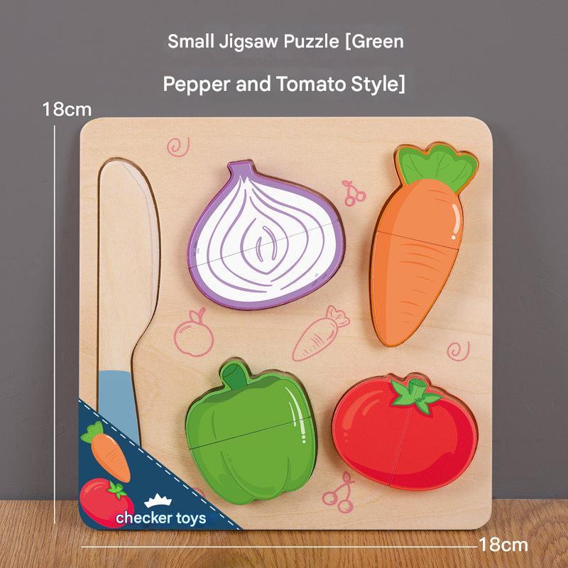 Child engaged in pretend play with puzzles