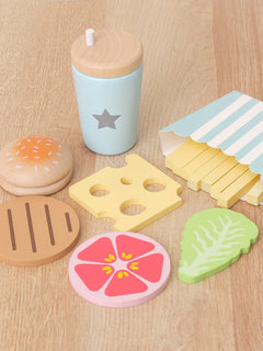 Educational play food set with colourful veggies