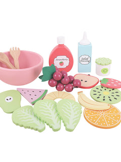 Interactive wooden breakfast food items for play