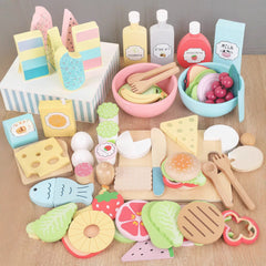 Colourful wooden food selection for kids