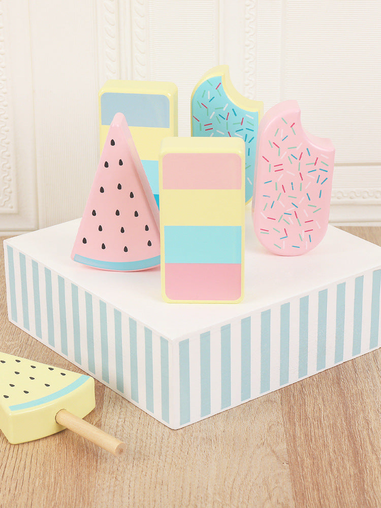 Durable wooden play food set for imaginative cooking