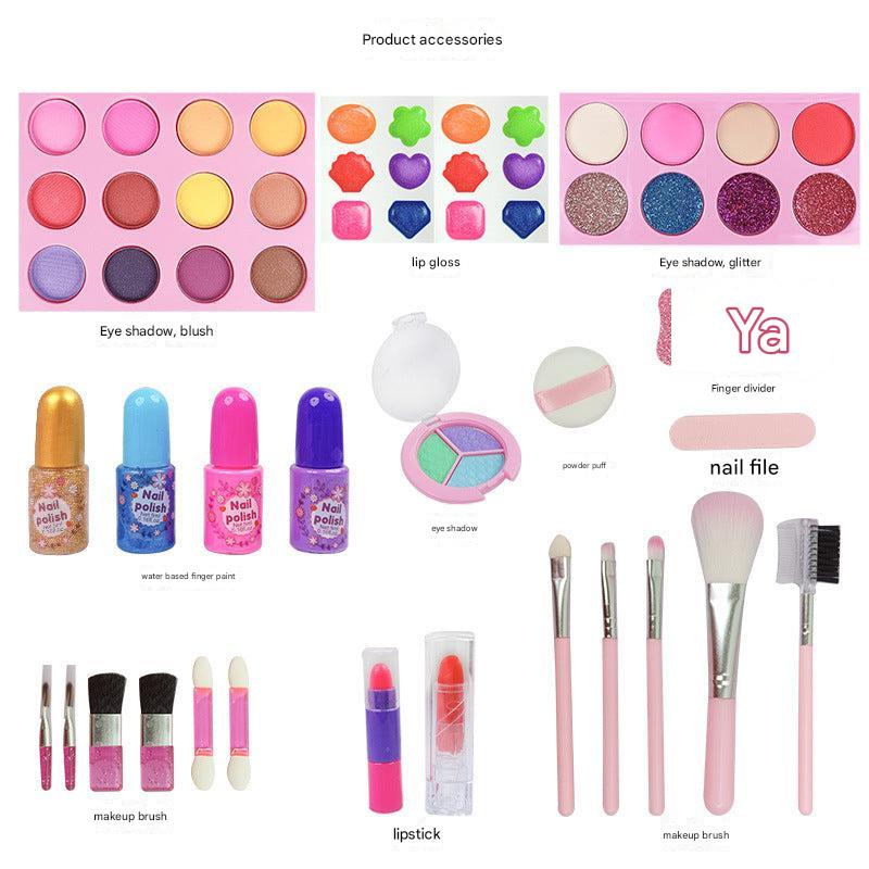 Close-up of hands using colourful makeup brushes