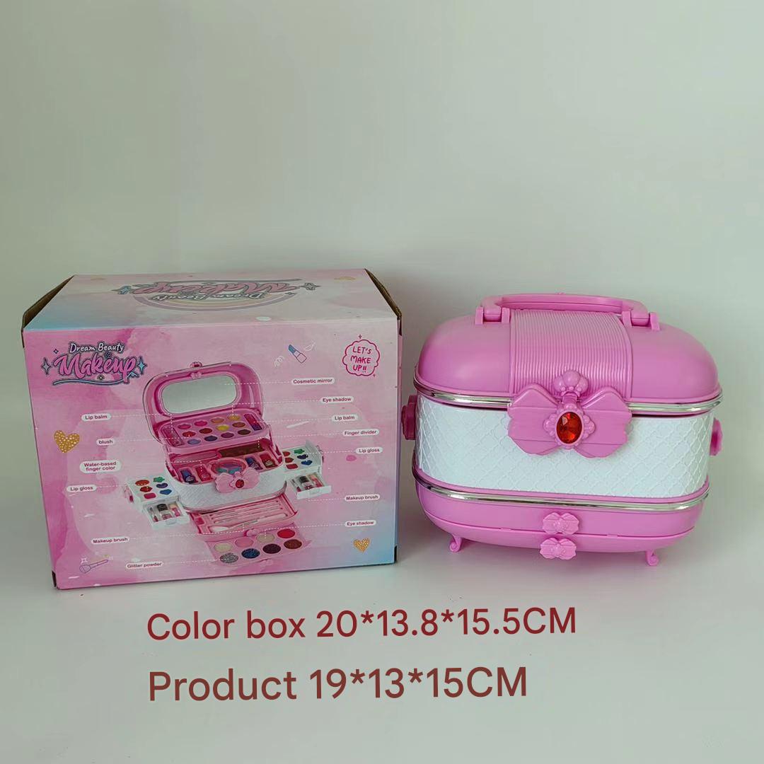 Full makeup kit for children on vibrant background