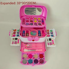 Kids pretending to use their makeup set