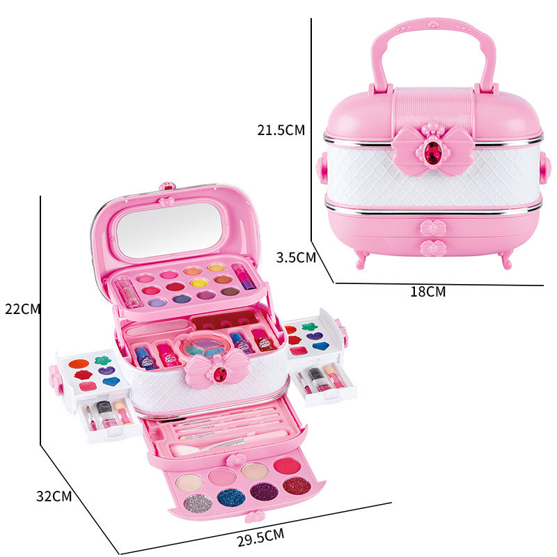 Full makeup kit for children on vibrant background
