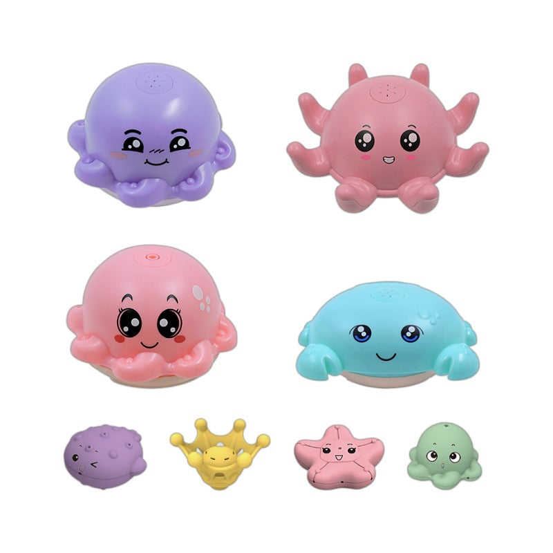 Close-up of octopus bath toy with water spray feature