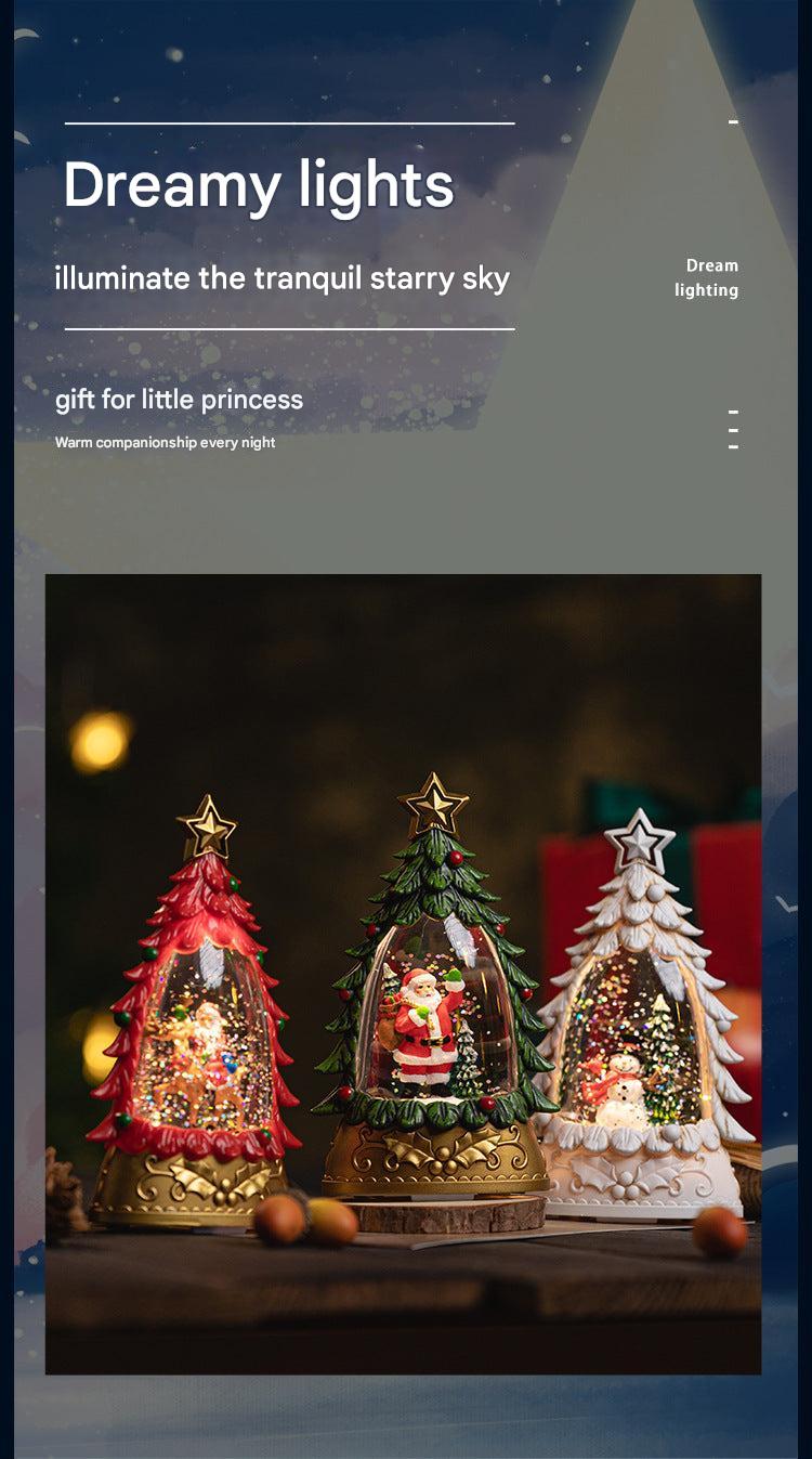 Charming festive snow globe featuring Santa and snowman