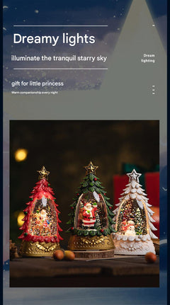 Charming festive snow globe featuring Santa and snowman
