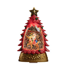 Santa Claus and snowman in decorative snow globe