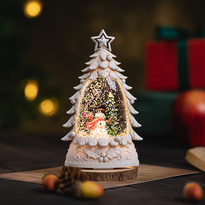 Festive snow globe with falling artificial snow