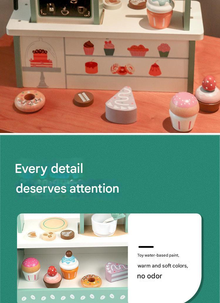 Assorted play food options in kitchen set