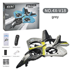 child playing with lightweight RC plane outdoors