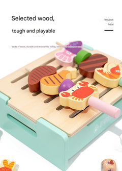 Eco-friendly wooden BBQ cooking playset