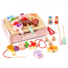 Eco-friendly wooden BBQ cooking playset