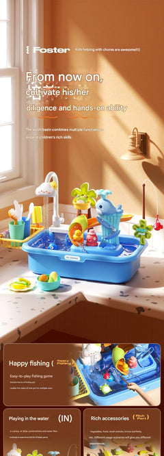 Children playing with the interactive play sink
