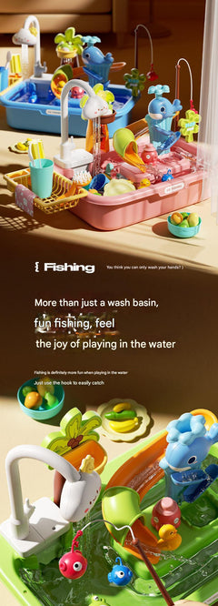 Kids fishing game included in the play kitchen set