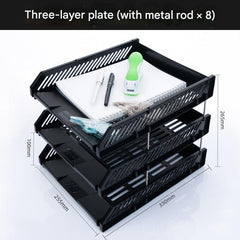 blue plastic desk organizer displayed