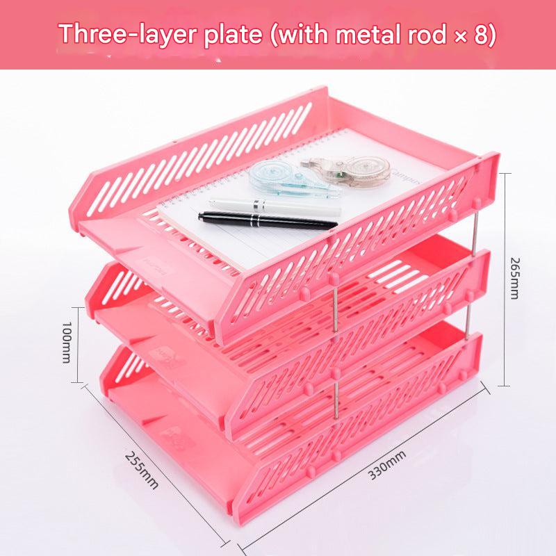 grey plastic desk organizer in office setup
