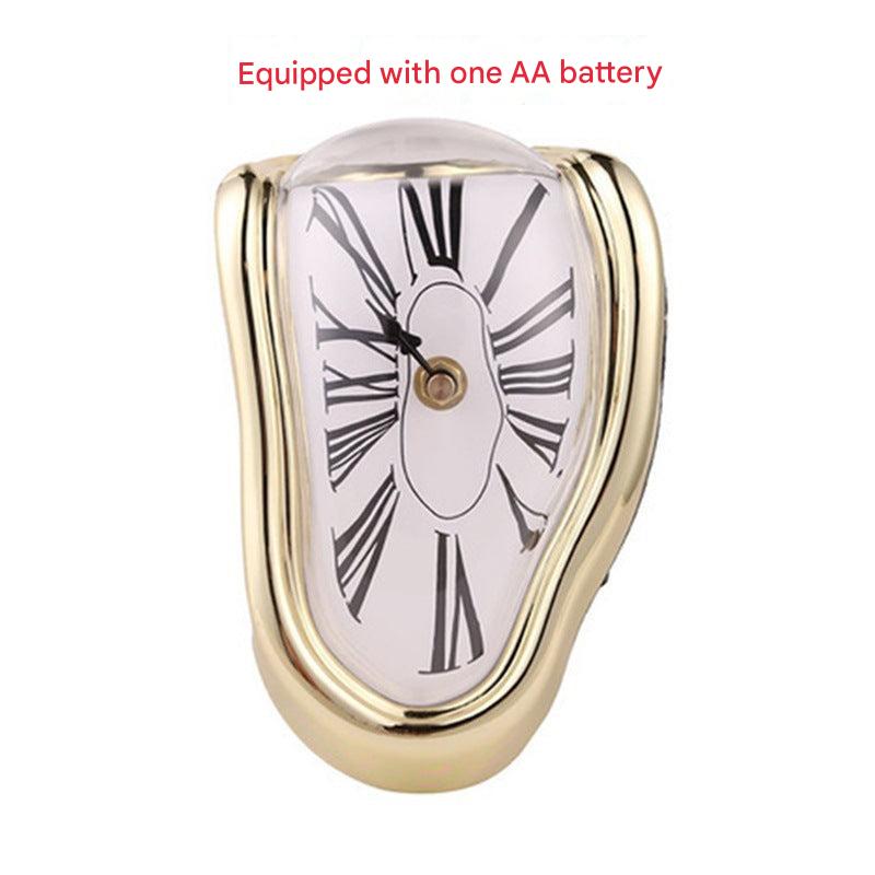Distorted corner table clock with Roman numerals