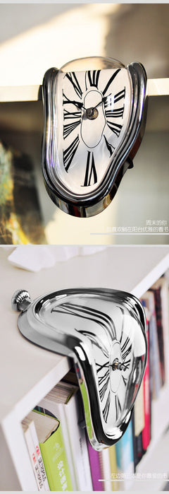 Creative melted wall clock close up view