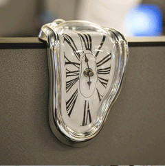 Modern melting clock displaying time