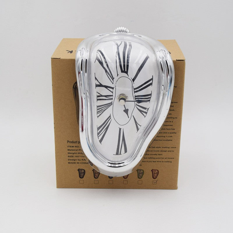 Distorted corner table clock with Roman numerals