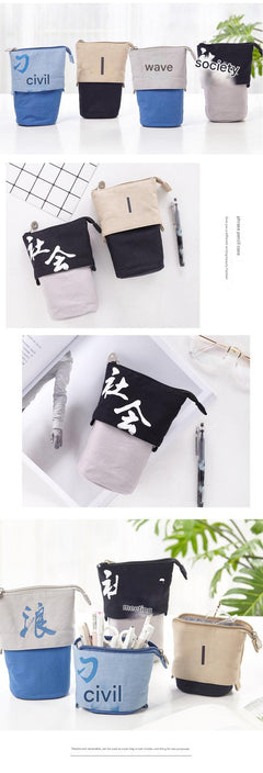 Spacious interior of Multifunctional Canvas Pencil Case