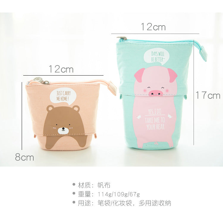 Stylish Multifunctional Canvas Pencil Case on desk