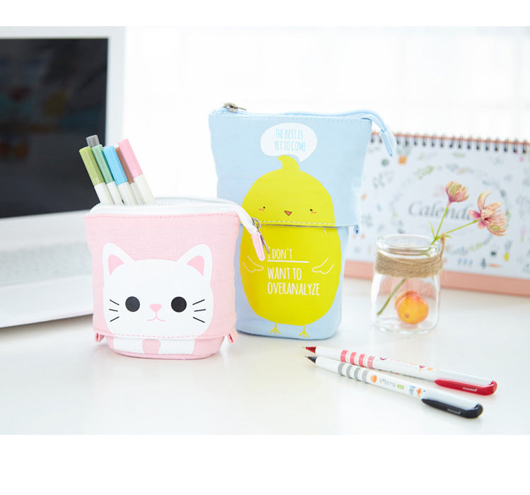 Multifunctional Canvas Pencil Case showcasing dimensions