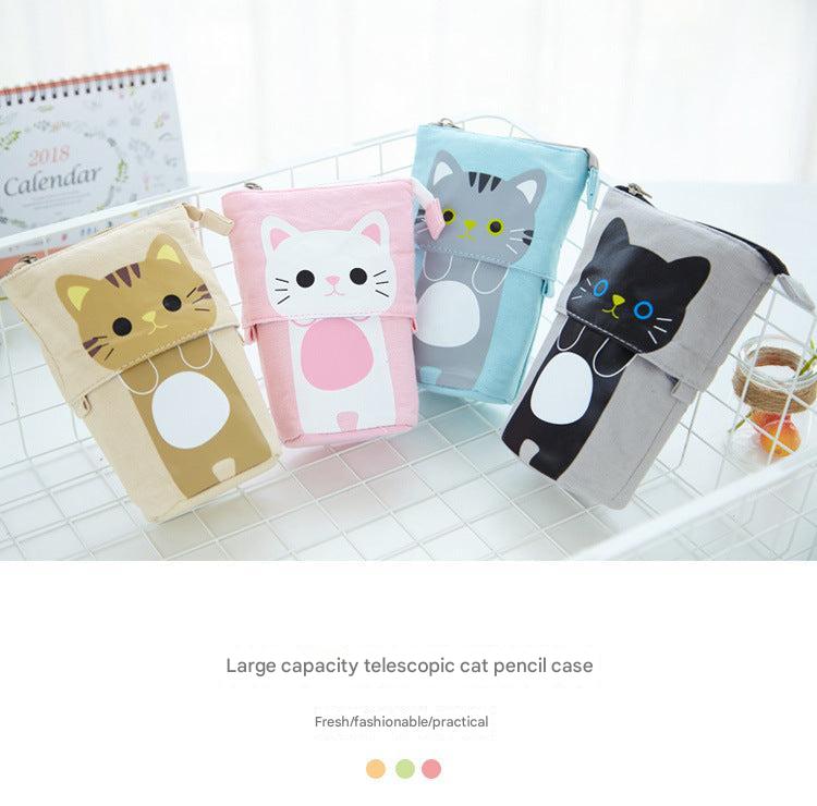 Multifunctional Canvas Pencil Case showcasing dimensions