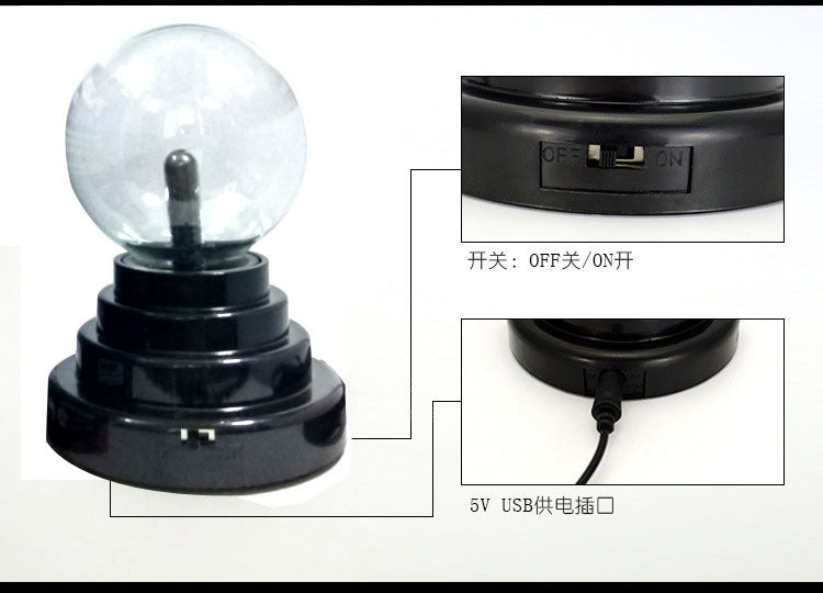 Electrostatic Plasma Lightning Ball Lamp on a desk