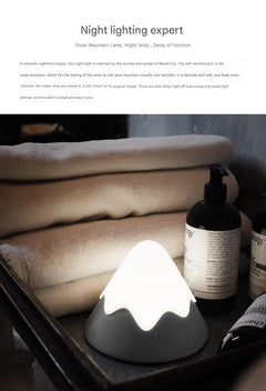 Rechargeable LED mountain lamp on bedside table