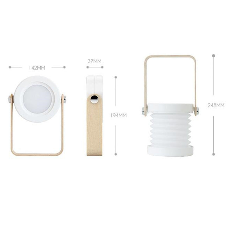 Folded LED lantern in an outdoor space