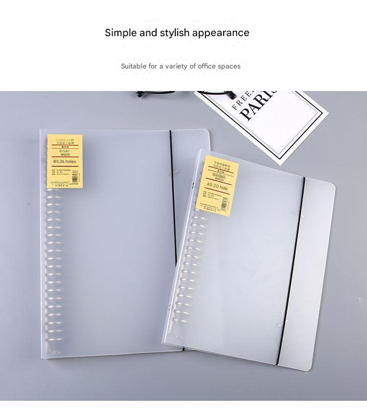 Close-up of notebook binder mechanism