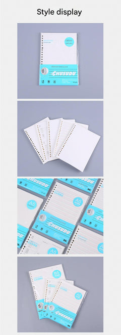 Teacher's setup with refillable notebook sheets