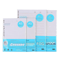 Open binder showcasing A5 blank sheets