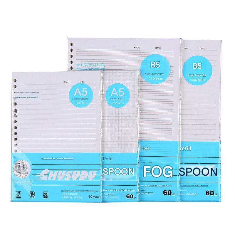 Open binder showcasing A5 blank sheets