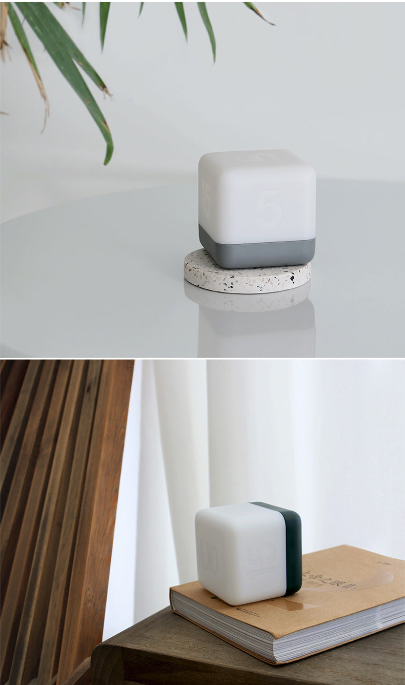 USB rechargeable LED cube nightlight on desk