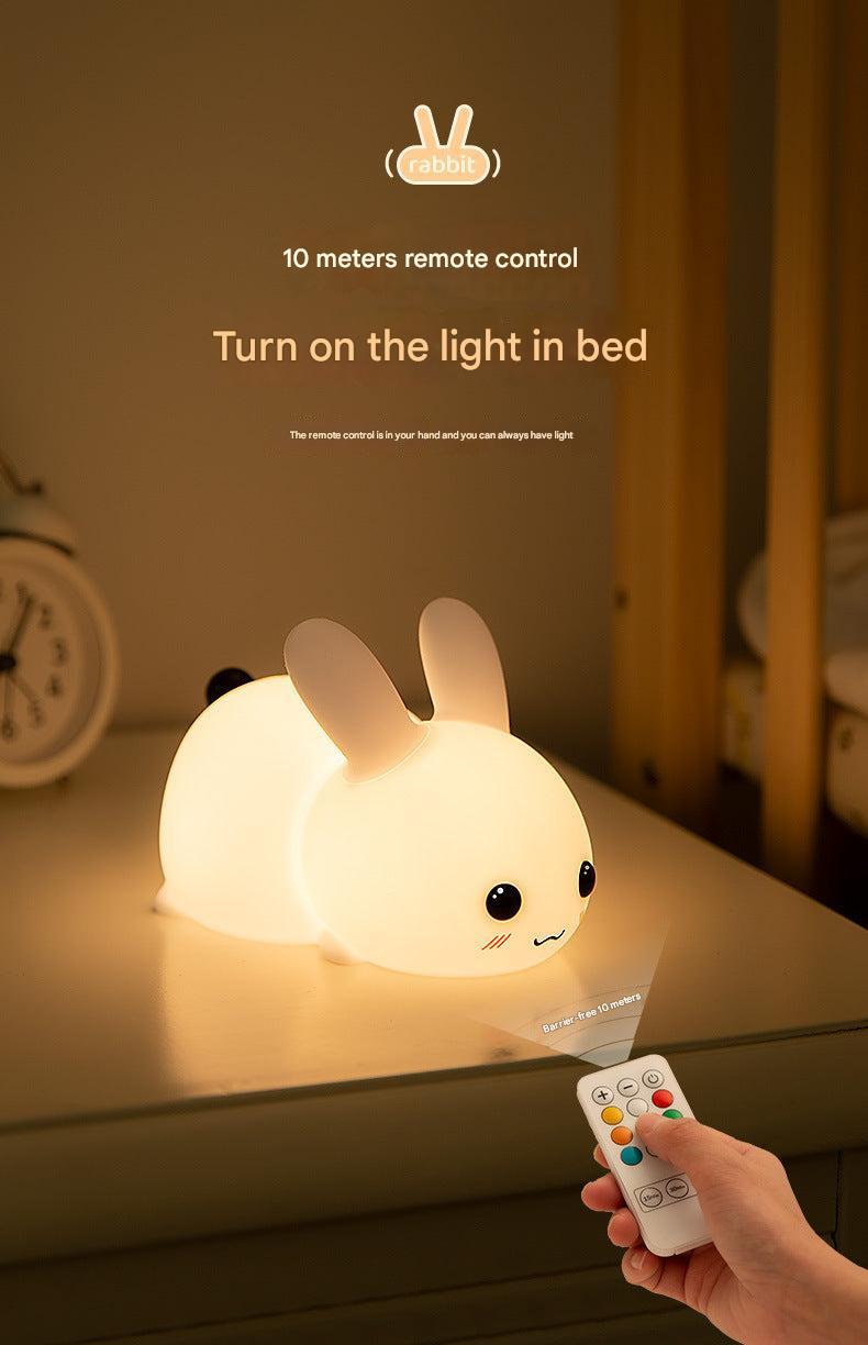 close-up of the soft silicone rabbit night light