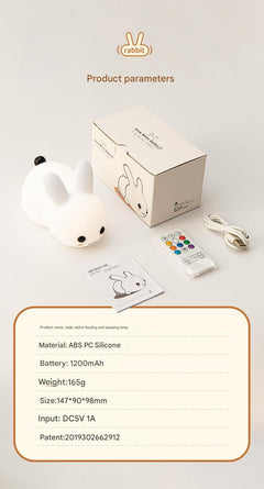 soft ambient lighting emitted by silicone rabbit lamp