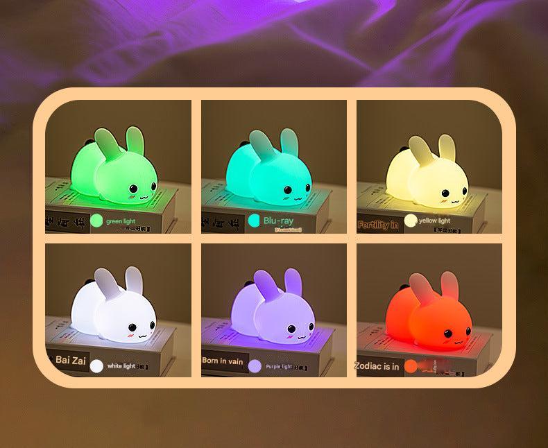 soft ambient lighting emitted by silicone rabbit lamp