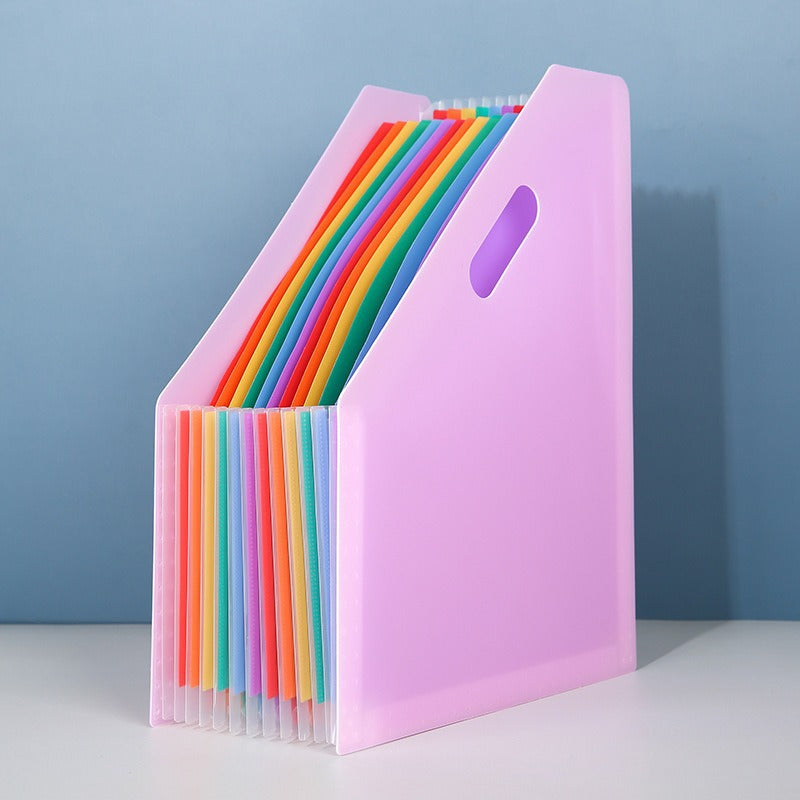 pink student organiser with papers