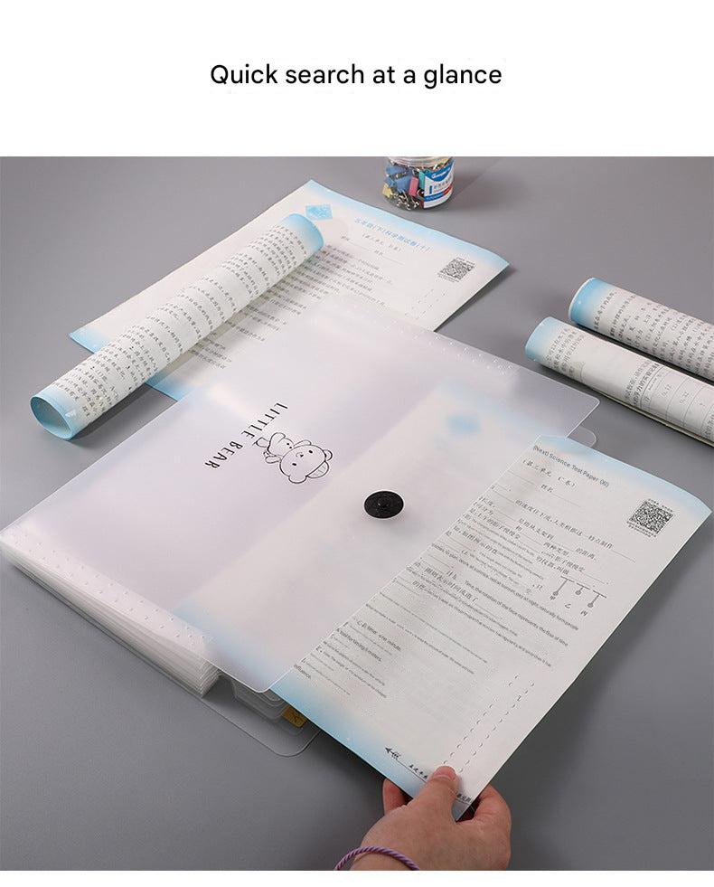 close-up of plastic test paper storage