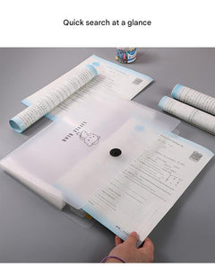 close-up of plastic test paper storage